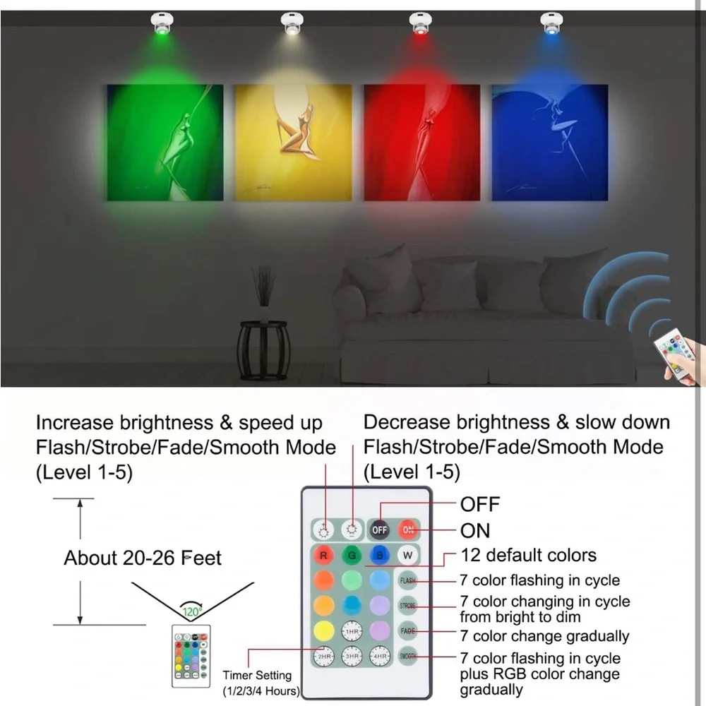 LED Spotlights Accent Light Battery Operated Dimmable‎ with Rotatable Head